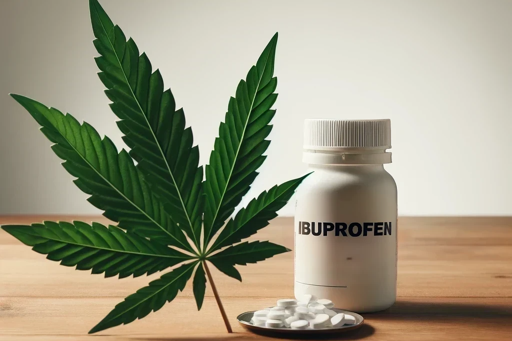 Cannabis e ibuprofeno (por ejemplo, Advil, Motrin, Nurofen, Ibu-ratiopharm, Dolormin)