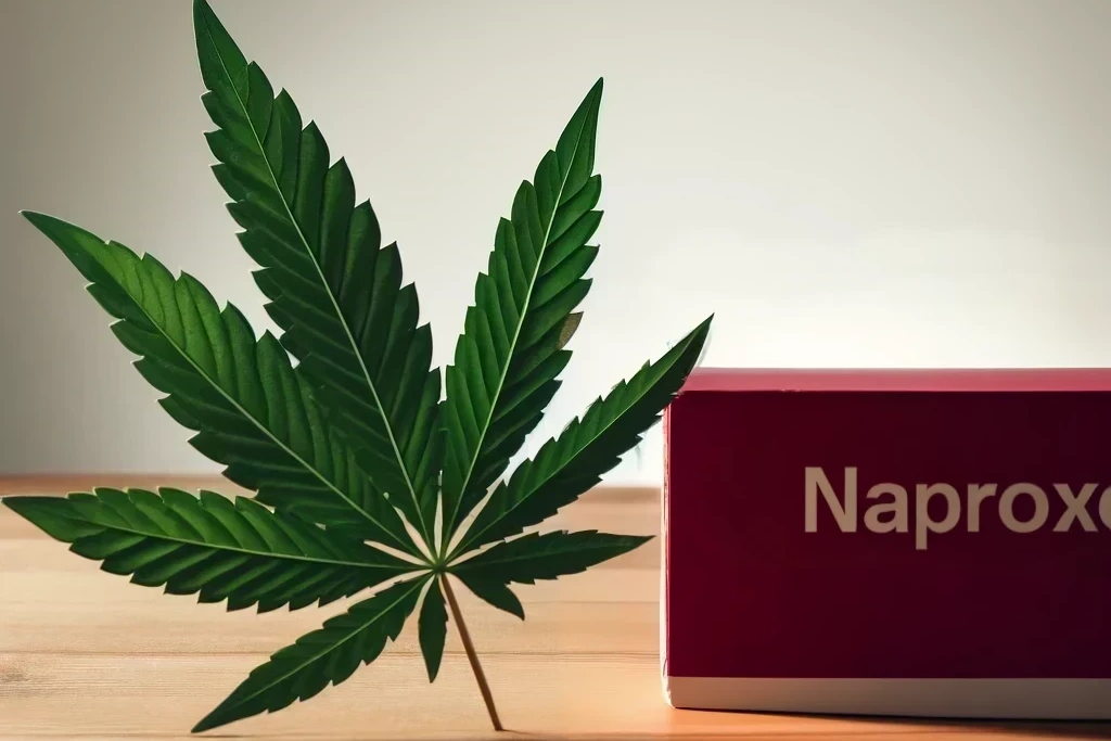 Cannabis y naproxeno (por ejemplo, Aleve, Naprosyn, Proxen, Naprux)